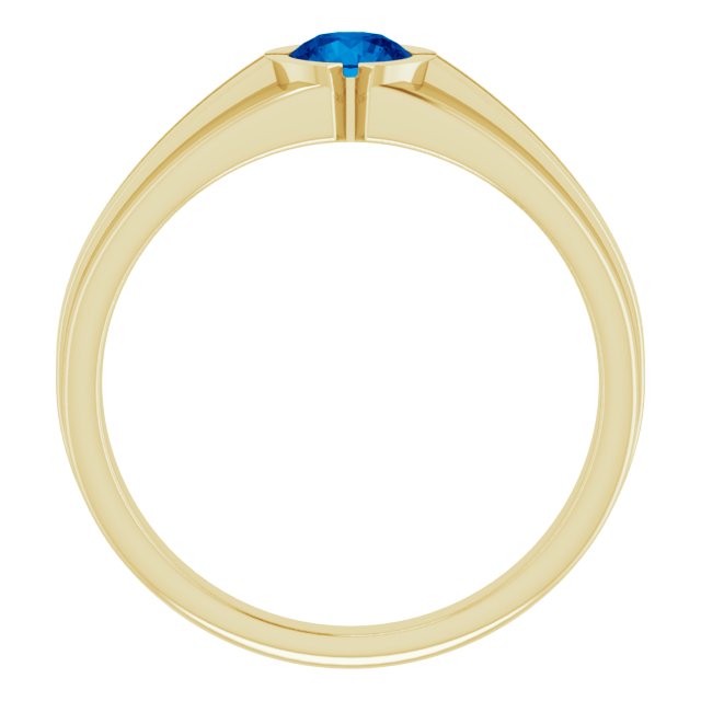 14K Yellow Lab-Grown Blue Sapphire Ring