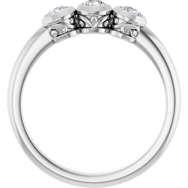 14K White 1/3 CTW Natural Diamond Three-Stone Ring