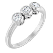 14K White 1/3 CTW Natural Diamond Three-Stone Ring