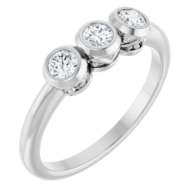 14K White 1/3 CTW Natural Diamond Three-Stone Ring