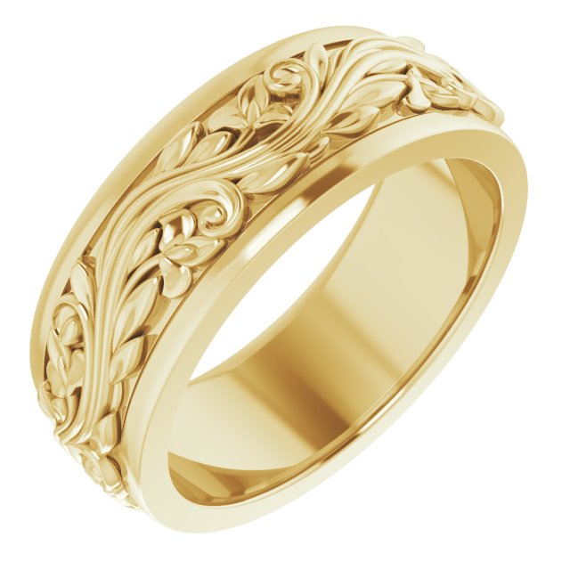 14k Yellow 7 Mm Sculptural Band Size 7.5