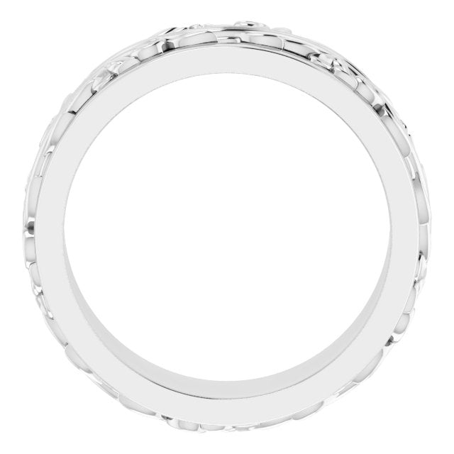14k White 7 Mm Sculptural Band Size 7.5