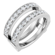 14k White 3/4 Ctw Natural Diamond Milgrain Ring Guard