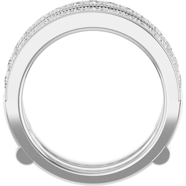 14k White 3/4 Ctw Natural Diamond Milgrain Ring Guard