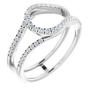 14k White 1/3 Ctw Natural Diamond Ring Guard