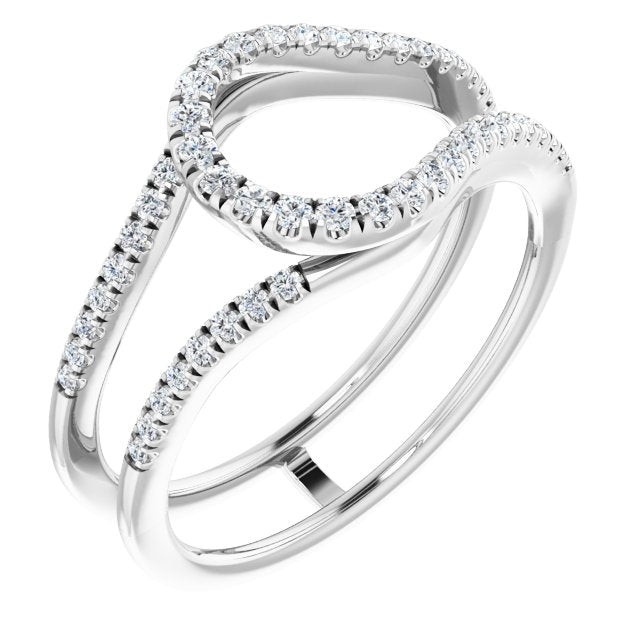 14k White 1/3 Ctw Natural Diamond Ring Guard