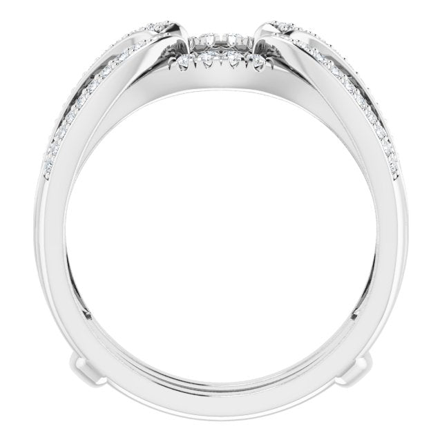14k White 1/3 Ctw Natural Diamond Ring Guard