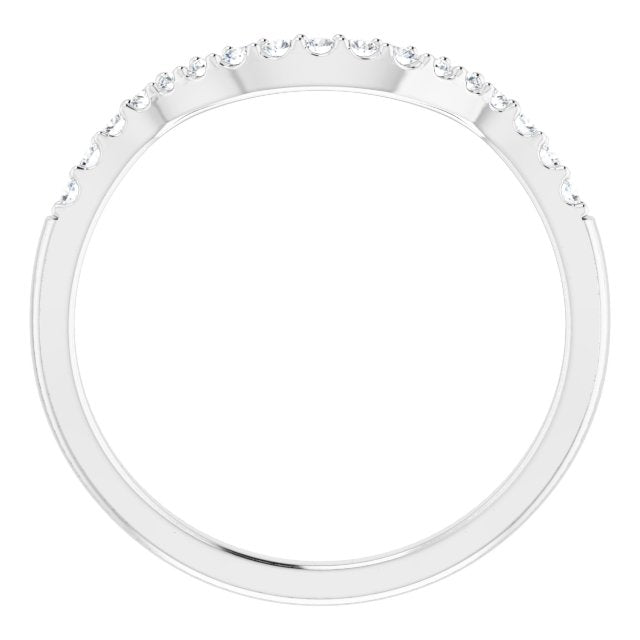 14k White 1/5 Ctw Natural Diamond Band For 6.5 Mm Round Ring