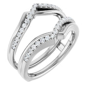 14k White 1/4 Ctw Natural Diamond Ring Guard