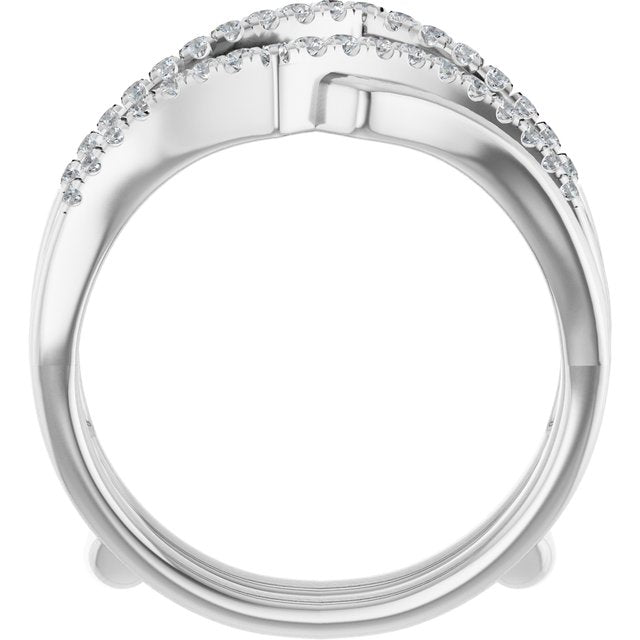14k White 1/4 Ctw Natural Diamond Ring Guard