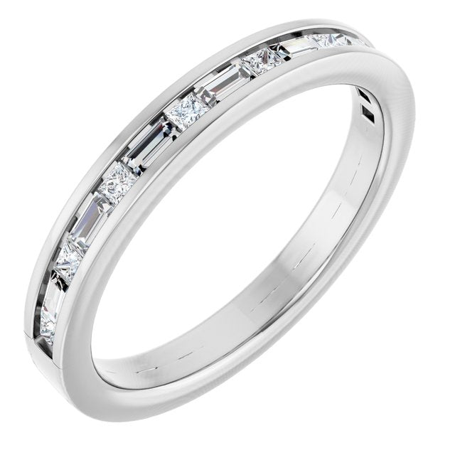 14k White 3/8 Ctw Natural Diamond Channel Set Anniversary Band