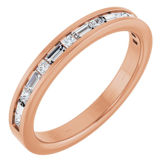 14k Rose 3/8 Ctw Natural Diamond Channel Set Anniversary Band