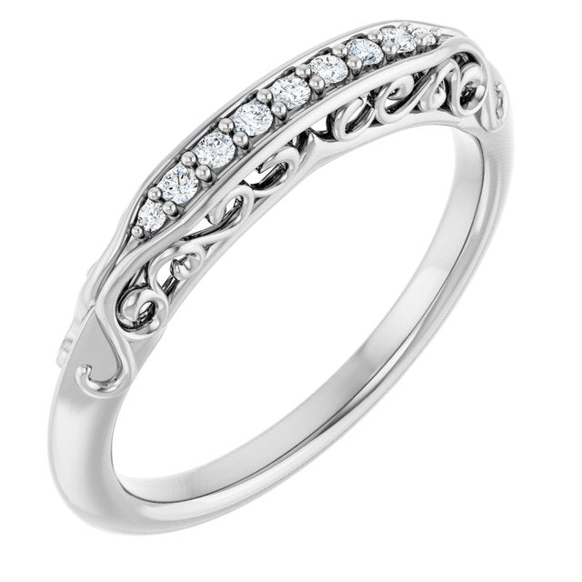 14K White .07 CTW Natural Diamond Matching Band
