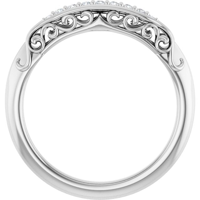 14K White .07 CTW Natural Diamond Matching Band