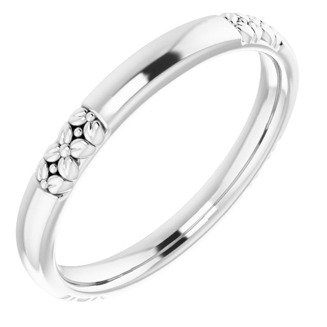 Sterling Silver 2.55 mm Floral Matching Band