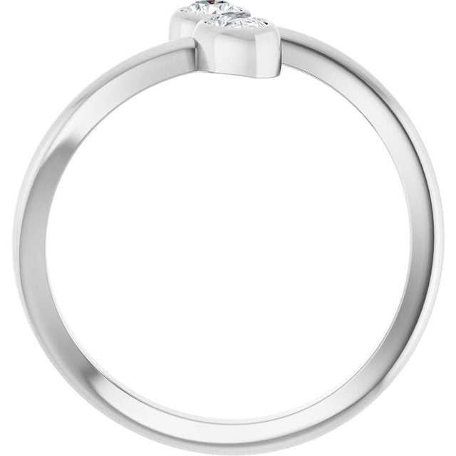 14K White 1/4 CTW Natural Diamond Two-Stone Bypass Ring