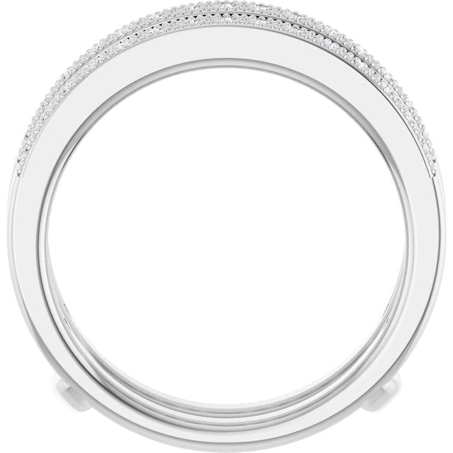 14k White 1/3 Ctw Natural Diamond Ring Guard