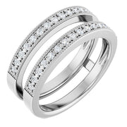 14k White 1/3 Ctw Natural Diamond Ring Guard