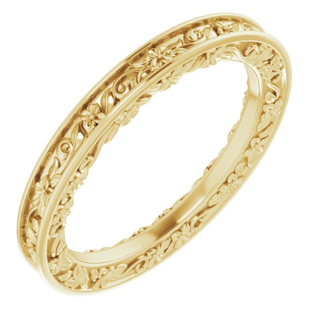 14k Yellow 2.5 Mm Floral Band Size 6.5