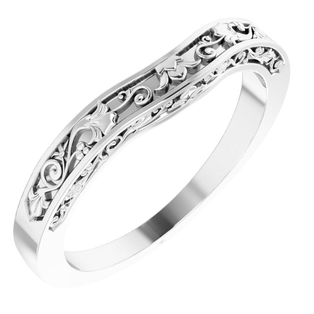 14K White Floral-Inspired Matching Band