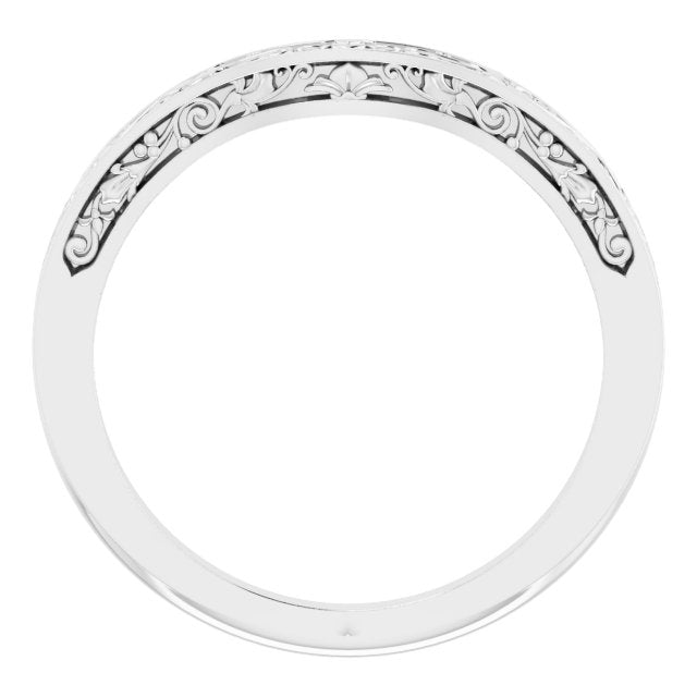 14K White Floral-Inspired Matching Band