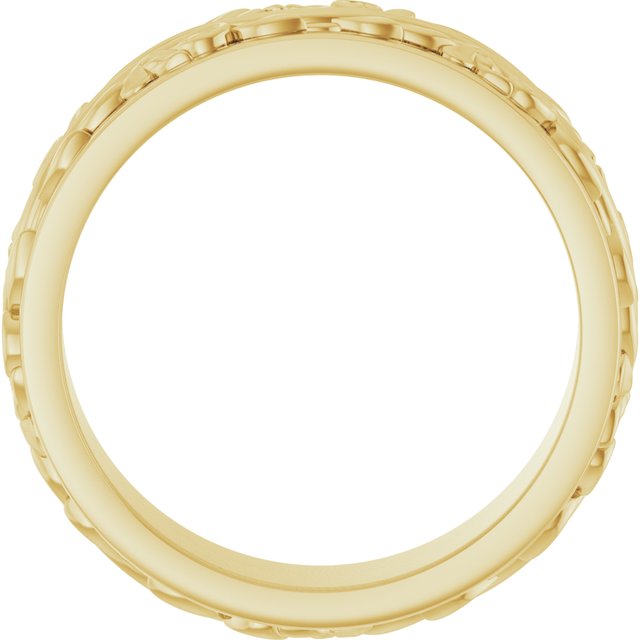 14k Yellow 7 Mm Floral Band Size 10