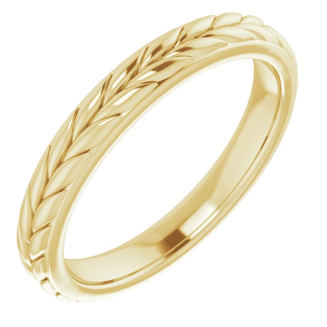 14k Yellow 3 Mm Floral Band Size 6.5
