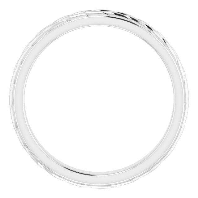 14k White 3 Mm Floral Band Size 8