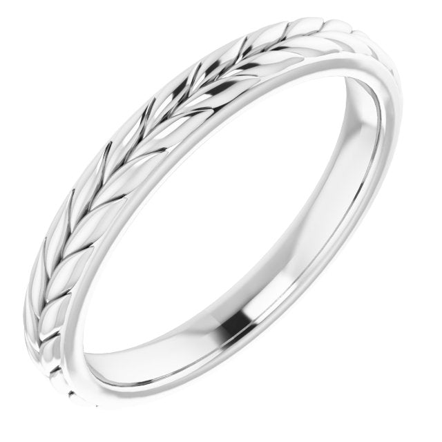 14k White 3 Mm Floral Band Size 8