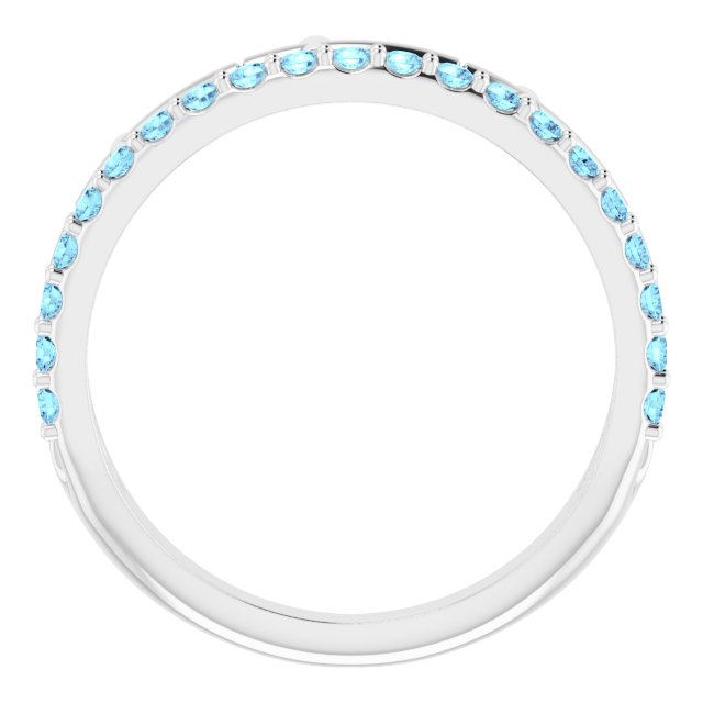 14K White Natural Aquamarine Stackable Cross Ring