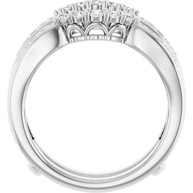 14k White 1/2 Ctw Natural Diamond Ring Guard