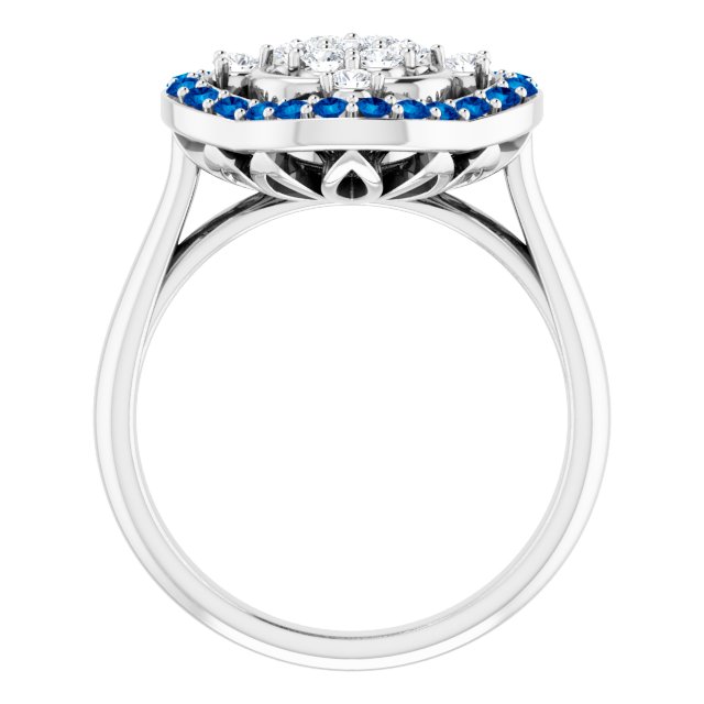 14K White Natural Blue Sapphire & 1/3 CTW Natural Diamond Ring
