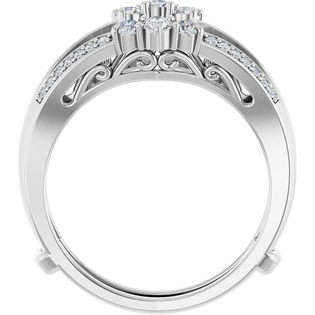 14k White 1/3 Ctw Natural Diamond Ring Guard
