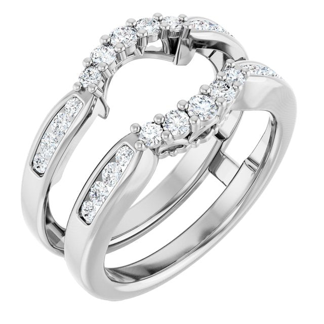 14k White 1/2 Ctw Natural Diamond Ring Guard