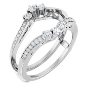 14k White 1/3 Ctw Natural Diamond Ring Guard