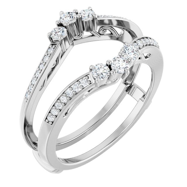 14k White 1/3 Ctw Natural Diamond Ring Guard