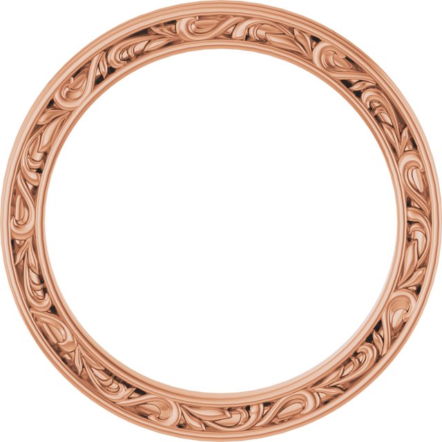 14k Rose 2 Mm Sculptural-inspired Leaf Band   Size 7