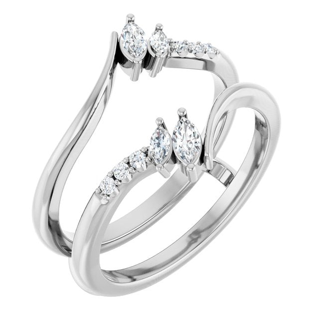 14K White 1/4 CTW Natural Diamond Ring Guard