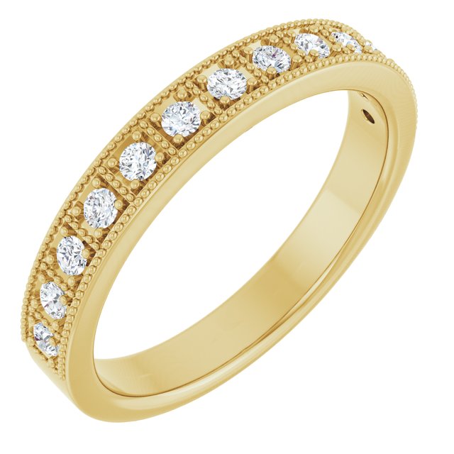 14k Yellow 1/4 Ctw Natural Diamond Milgrain Anniversary Band