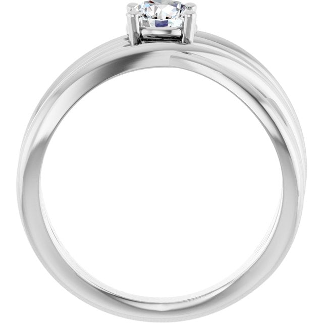 14K White 1/2 CT Natural Diamond Criss-Cross Ring