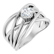 14K White 1/2 CT Natural Diamond Criss-Cross Ring