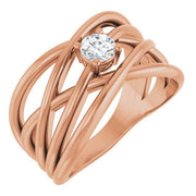 14K Rose 1/4 CT Natural Diamond Criss-Cross Ring