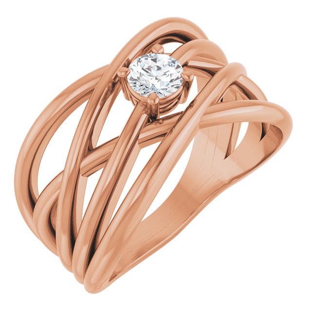 14K Rose 1/4 CT Natural Diamond Criss-Cross Ring