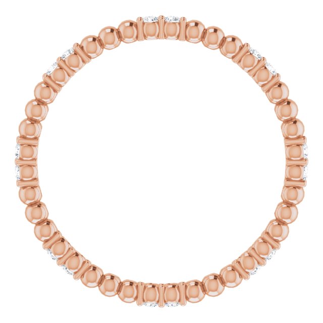 14K Rose 1/8 CTW Natural Diamond Beaded Eternity Band Size 6.5