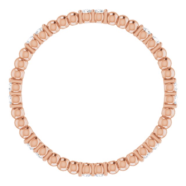 14K Rose 1/8 CTW Natural Diamond Beaded Eternity Band Size 6
