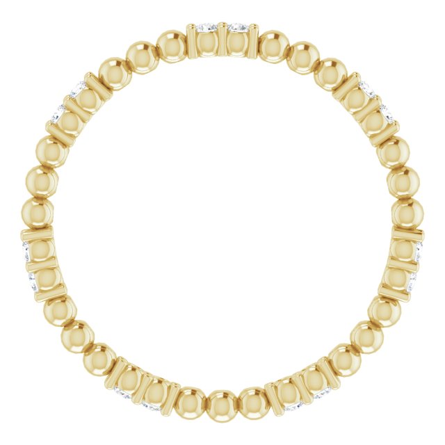 14K Yellow 1/8 CTW Natural Diamond Beaded Eternity Band Size 5.5