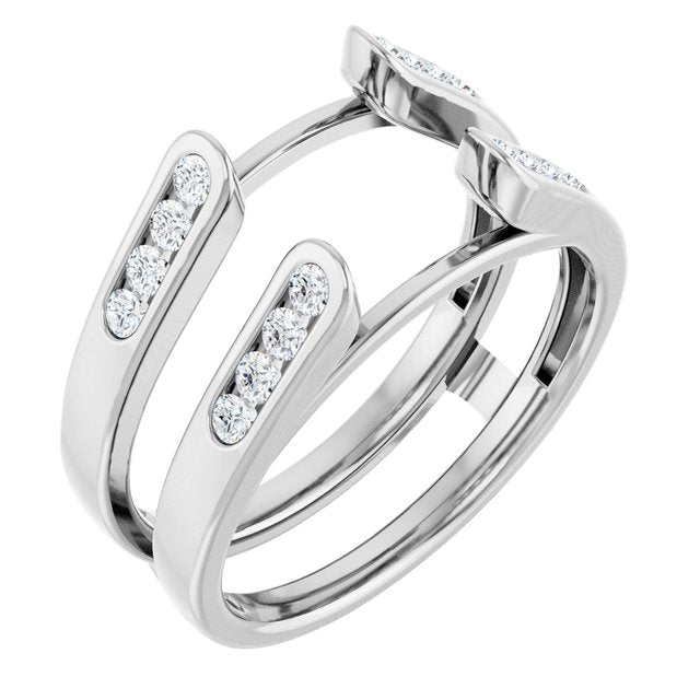 14K White 1/4 CTW Natural Diamond Ring Guard