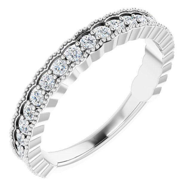 14k White 1/2 Ctw Diamond Milgrain Matching Band