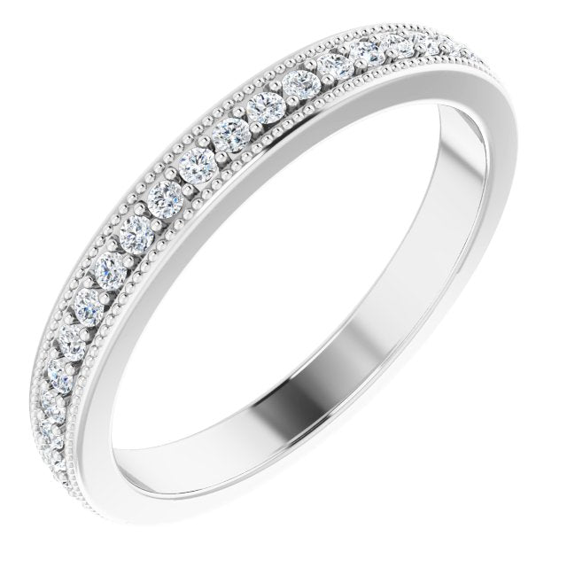 14K White 1/4 CTW Diamond Milgrain Matching Band
