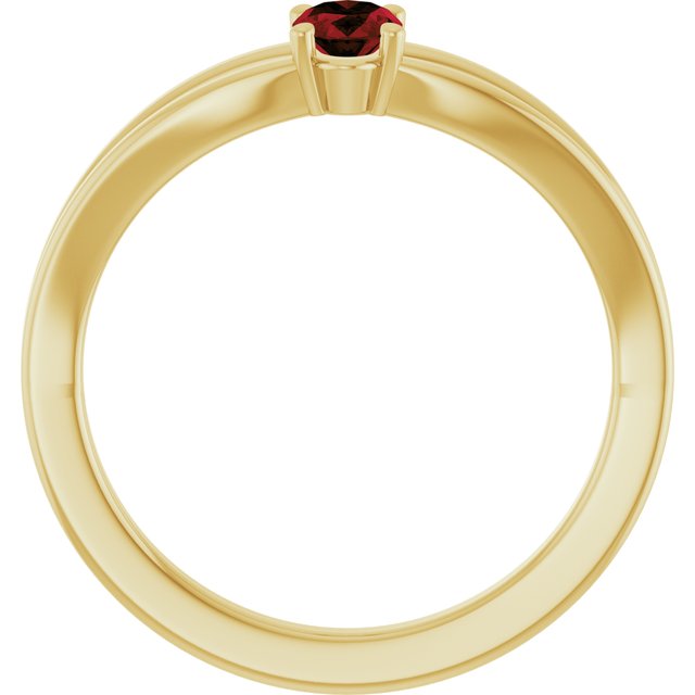 14K Yellow Natural Mozambique Garnet Youth Solitaire Ring